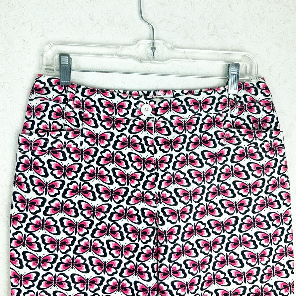 Vintage Talbots Pink Butterfly Pattern Capri Pants Size 8 Whimsical Cottagecore - Picture 3 of 13
